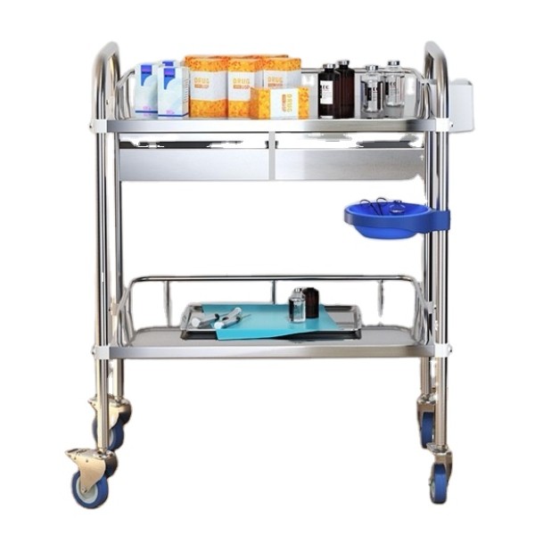 Emergency Cart Factory - Stainless Steel Medical Treatment Trolley with Drawer