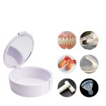 Denture Case Factory - Round Plastic Orthodontic Retainer Container with Mirror