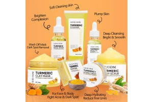 Turmeric Whitening & Anti-Aging 7-Piece Skincare Set: OEM/ODM Solutions to Empower Beauty Brands in the Natural Skincare Blue Ocean Market