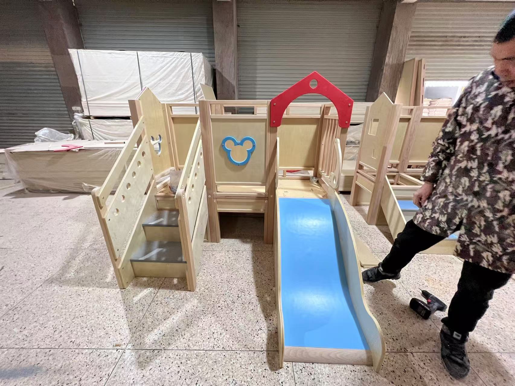 Indoor Parent Child Wooden House Slide Series